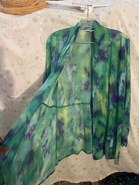Susan Graver Green and Purple Tie-Dye Top